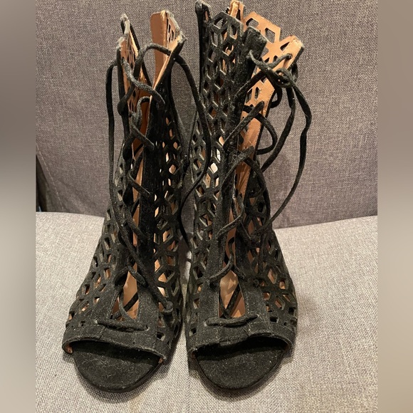 BCBGeneration Leather Suede Cut Out Heel Booties - Picture 2 of 4